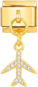 Avión de oro con piedras, en oro