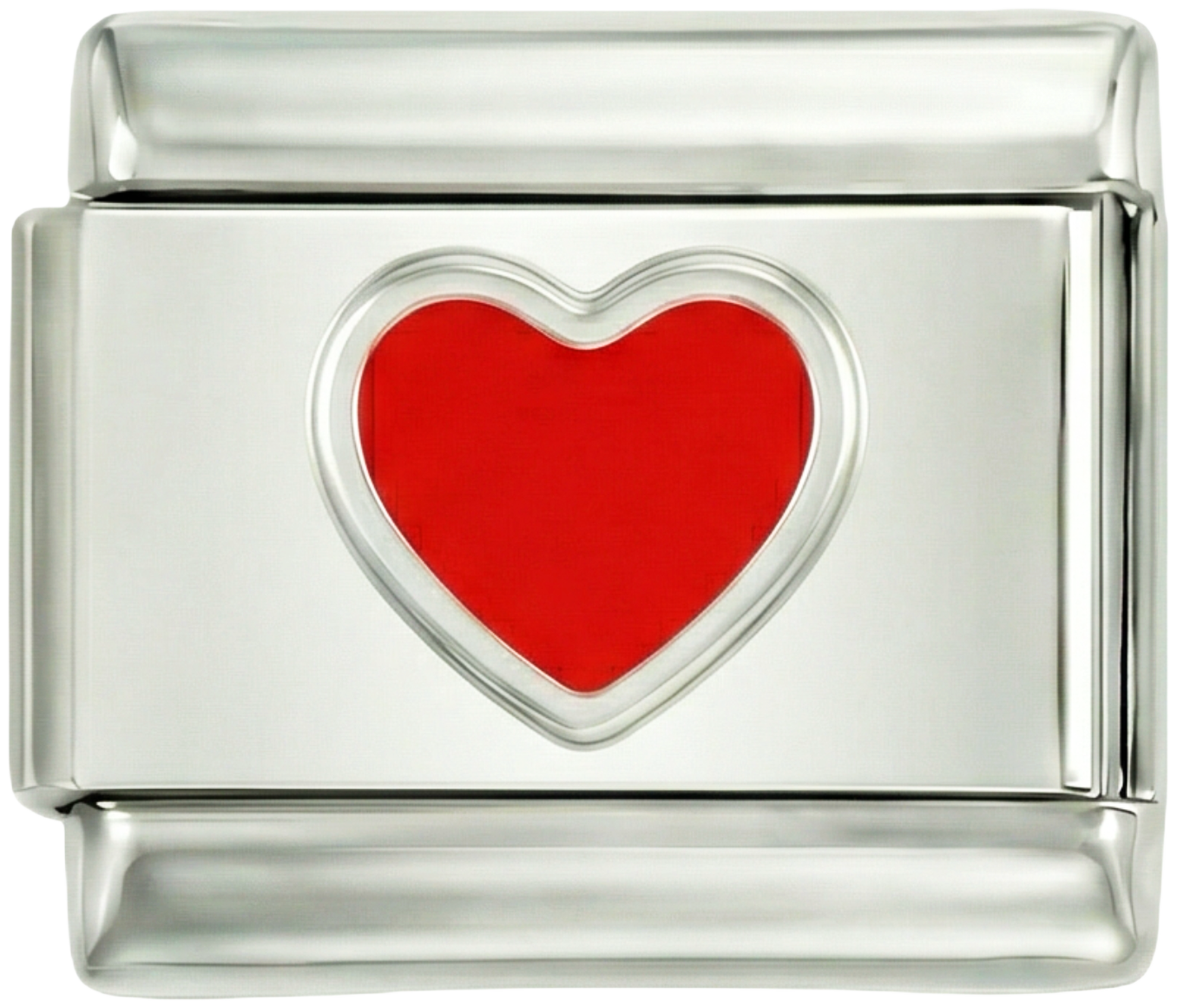 Corazón rojo en plata