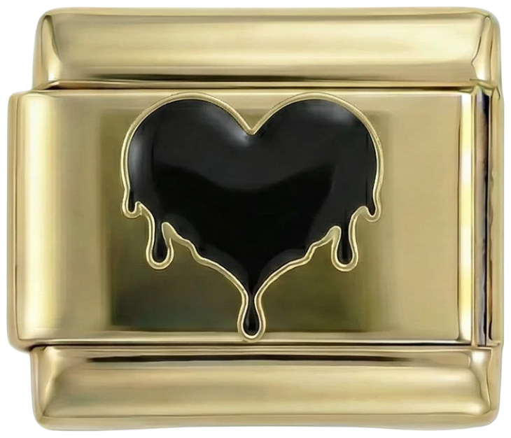 Corazón negro derretido sobre oro