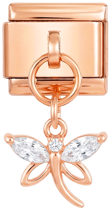 Próximamente - Libélula con piedras grandes en oro rosa