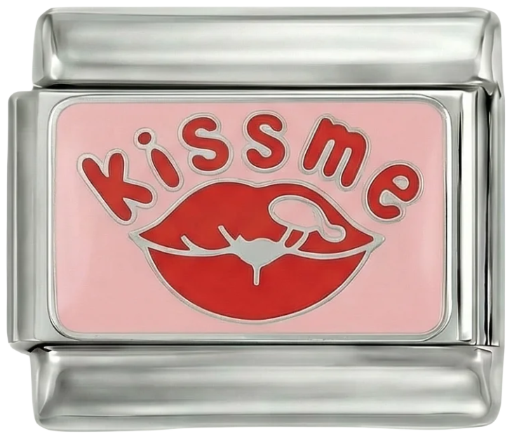 Mouth with Luscious Red Lips, Kiss Me, on Silver