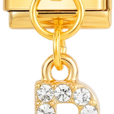 Letter B with stones, Hanging, on Gold