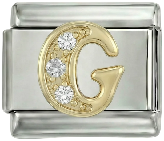 Letter G in Gold with Stones, on Silver - Letter-G-in-gold-with-stones-on-silver.png