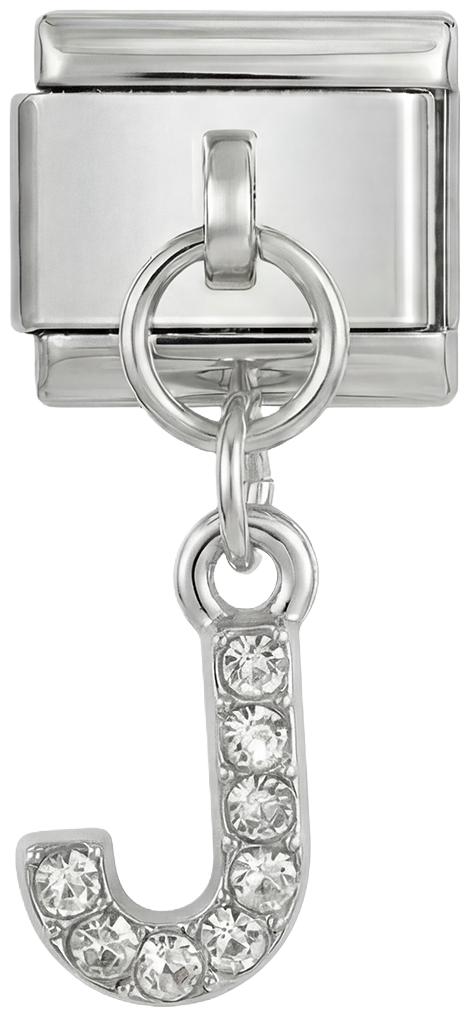 Letter J with stones, Hanging, on Silver - Letter-J-with-stones-hanging-on-silver.png