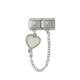 Corazón multicolor, Charms enlazados doblemente, en plata