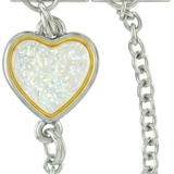 Corazón multicolor, Charms enlazados doblemente, en plata