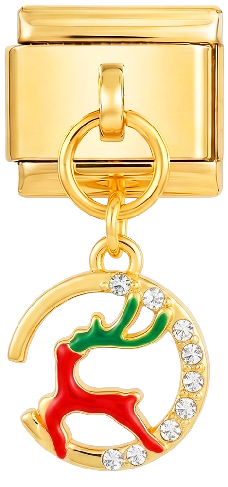 Por añadir - Reno rojo con efecto de nieve y piedras