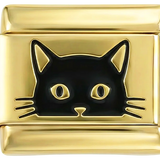 Cara de gato negro sobre oro
