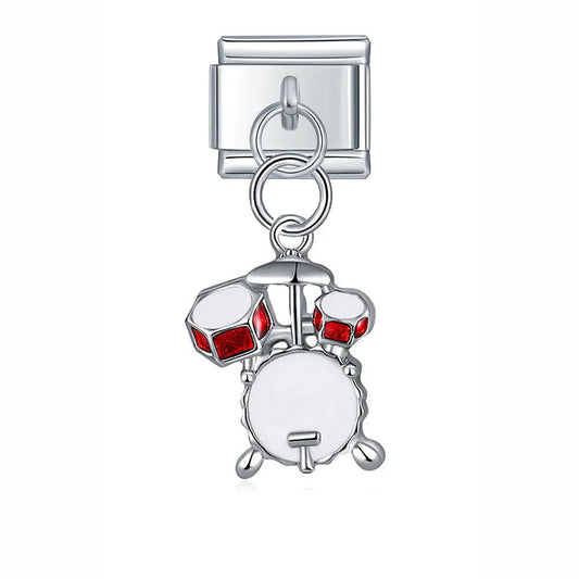 Drum Set, on Silver - Charms Official