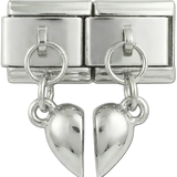 Corazón Completo con Doble Colgante en Plata