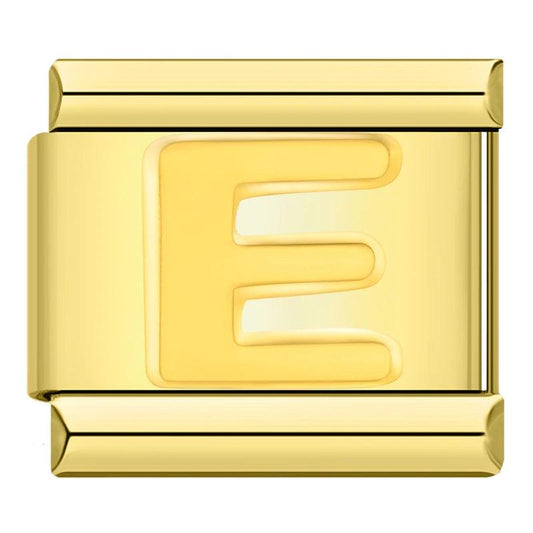 Letter E in Gold, on Gold - Charms Official