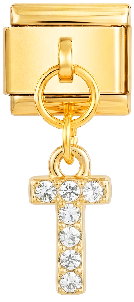 Por añadir - Colgante letra T con piedras en oro